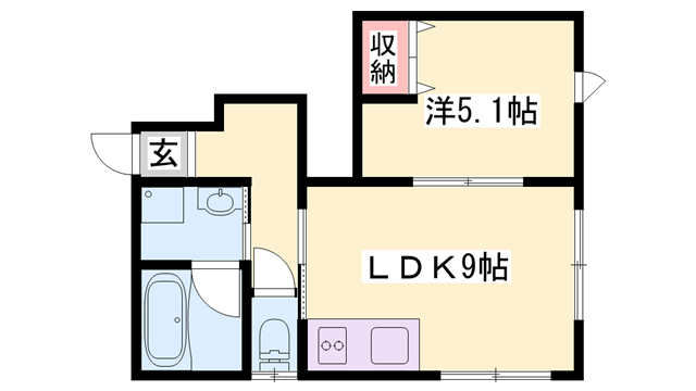 ビオ緑が丘(1LDK/1階)の間取り写真