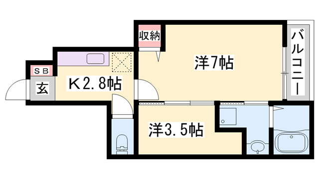 アマルフィ37(1SK/1階)の間取り写真
