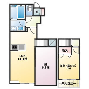 BELLE LEAD加古川 イチョウ並木(1LDK/1階)の間取り写真