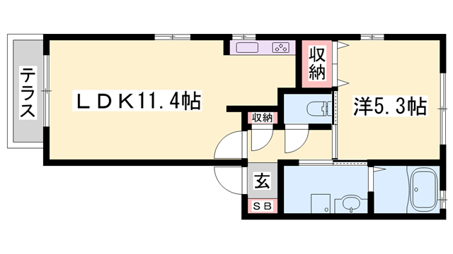 シャーメゾンかみや(1LDK/1階)の間取り写真
