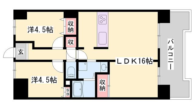 メゾン中村東今宿(2LDK/6階)の間取り写真