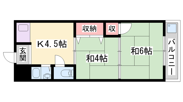かもめ荘(2K/3階)の間取り写真