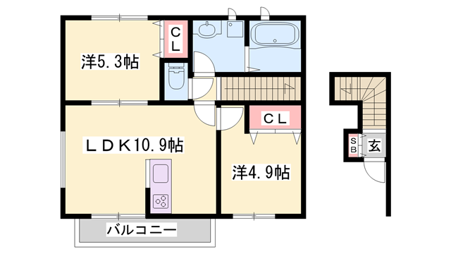 高砂市曽根町計画(2LDK/2階)の間取り写真