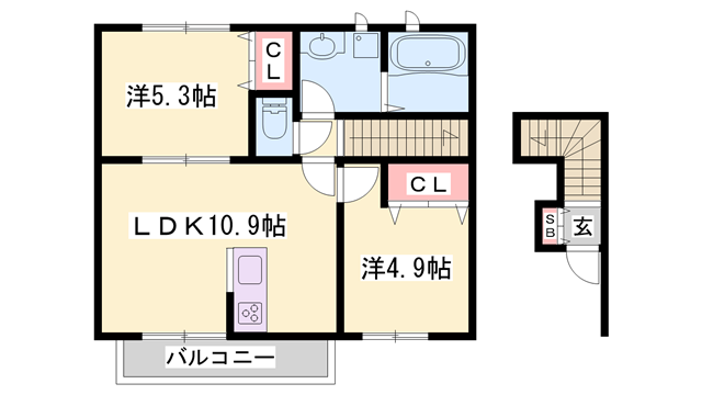 高砂市曽根町計画(2LDK/2階)の間取り写真