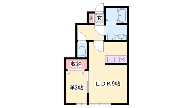 モスフロックス野村(1LDK/1階)の間取り写真