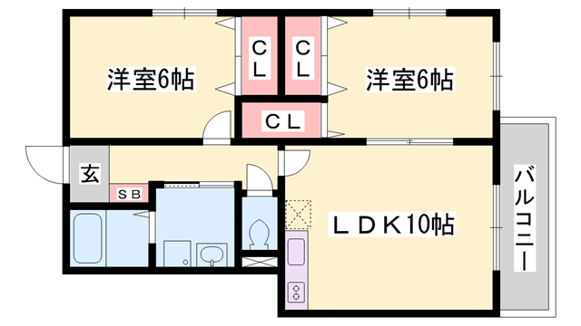 バードランドひめじ壱番館(2LDK/3階)の間取り写真
