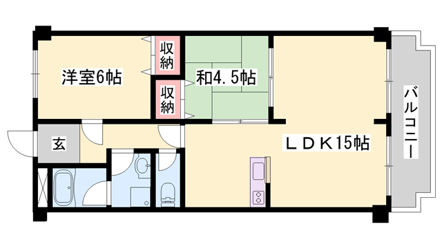 ヌーベルメゾン清水(2LDK/1階)の間取り写真