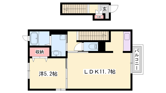 シエロガーデン下余部 B(1LDK/2階)の間取り写真