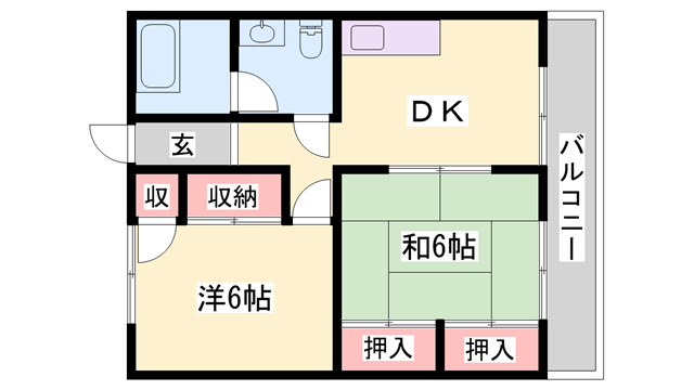 サニーハイム社(2DK/2階)の間取り写真