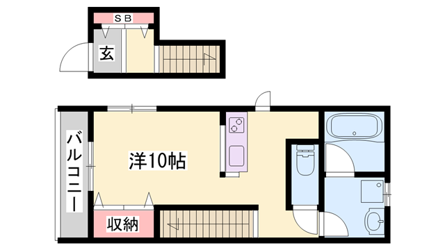 ROOM上滝野(ワンルーム/2階)の間取り写真