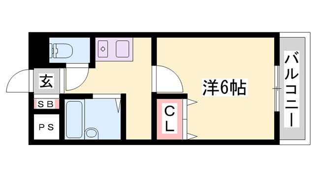 ベルゲンハイツ明石(1K/5階)の間取り写真