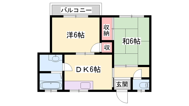 フラット松江(2DK/2階)の間取り写真