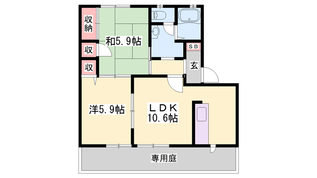 MAIOR YAMATO(2LDK/1階)の間取り写真