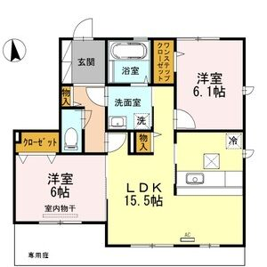デルニエコート B棟(2LDK/1階)の間取り写真