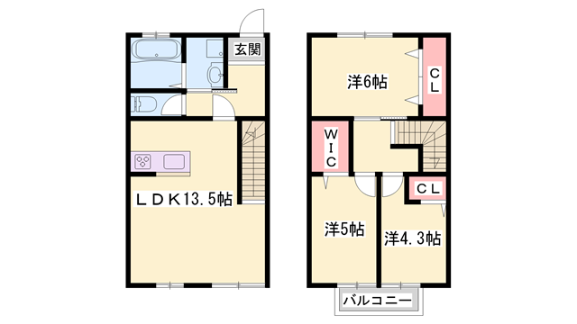 クリスタルハイツ仁豊野(3LDK/2階)の間取り写真