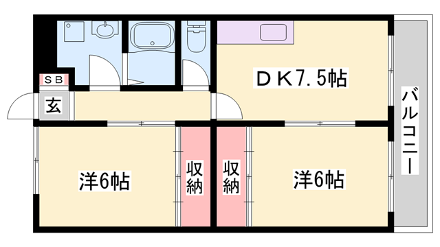 イーストI&D(2DK/3階)の間取り写真