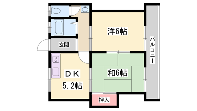 グリーンハイツ南棟(2K/2階)の間取り写真