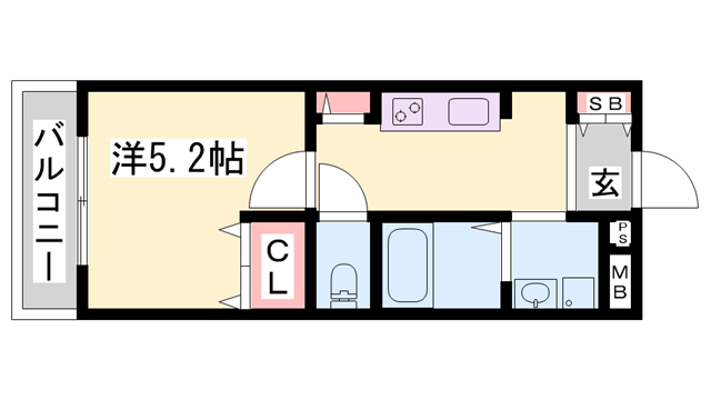 ハイツ中浜(1K/1階)の間取り写真