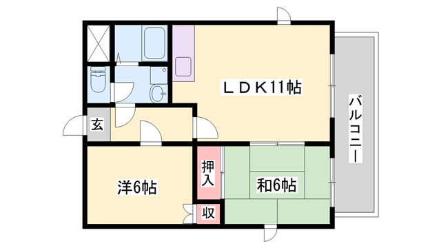 シティーライフ保城(2LDK/3階)の間取り写真