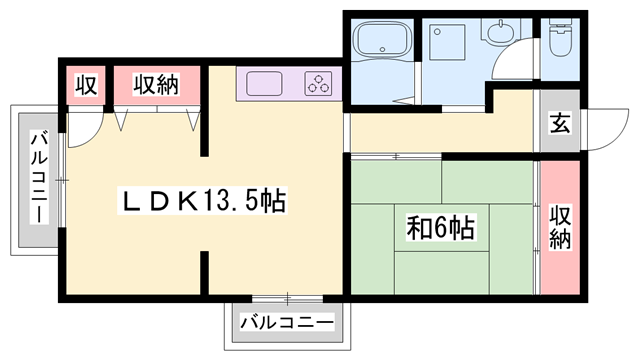 三景コーポ(2LDK/3階)の間取り写真