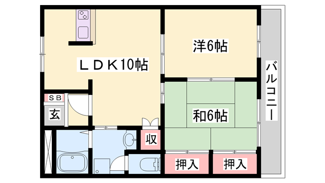 ネオパリエA(3DK/2階)の間取り写真
