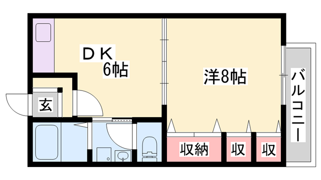 アンダンテ(1DK/1階)の間取り写真