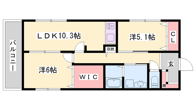 NETーK江井島(2LDK/2階)の間取り写真