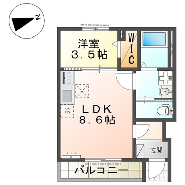 アヴェリア(1LDK/1階)の間取り写真