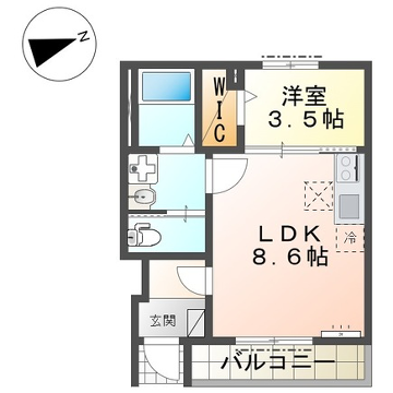 アヴェリア(1LDK/1階)の間取り写真