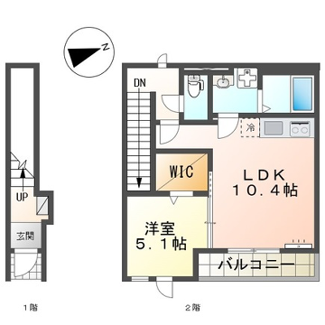 アヴェリア(1LDK/2階)の間取り写真
