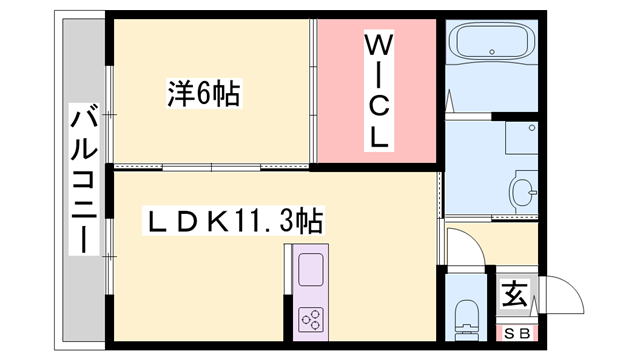 ウエスト魚住Ⅱ(1LDK/2階)の間取り写真