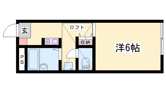 加古川線 滝野駅 徒歩42分 2階建 築28年(1K/1階)の間取り写真