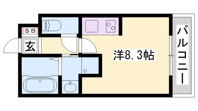 CONTINENT花影Ⅰ(1K/1階)の間取り写真