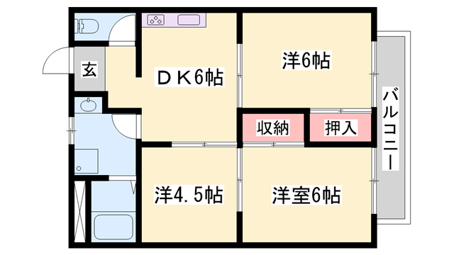 パルネット輝(3DK/2階)の間取り写真