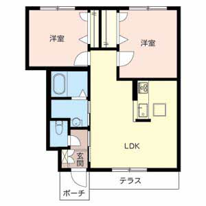 シャーメゾンヒルズ(2LDK/1階)の間取り写真