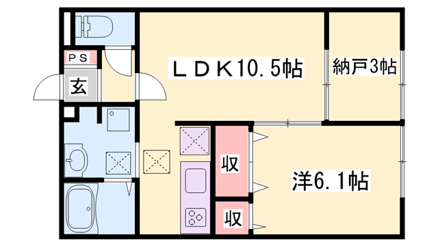 BONOS(1SLDK/1階)の間取り写真