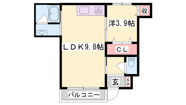 CONFORT(1LDK/1階)の間取り写真
