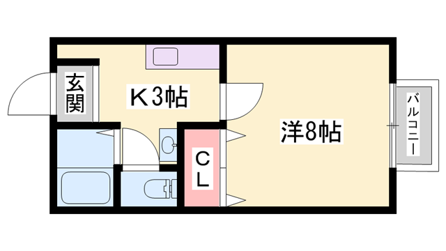 アリヴィオⅡ番館(1K/2階)の間取り写真