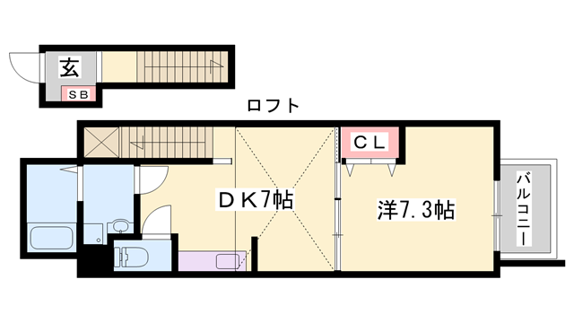 エステリオK(1DK/2階)の間取り写真