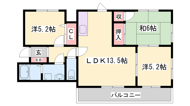 シティーオデオン(3LDK/4階)の間取り写真