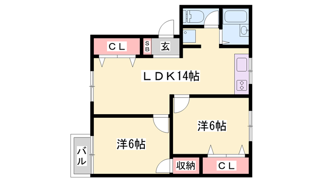 YMハイツ(2LDK/2階)の間取り写真