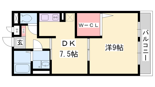 サンテ・レザンジュ B棟(1DK/1階)の間取り写真