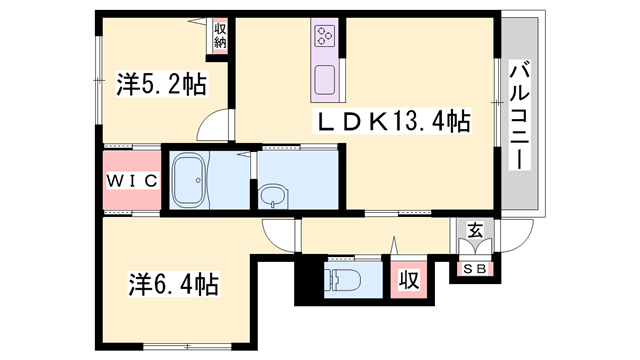 シャーメゾン阿保(2LDK/1階)の間取り写真