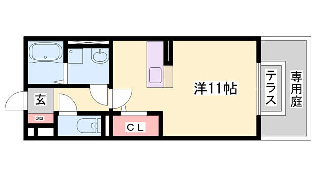 アンベリール都倉(ワンルーム/1階)の間取り写真