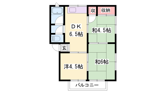 パールハイツ新野辺(3DK/2階)の間取り写真