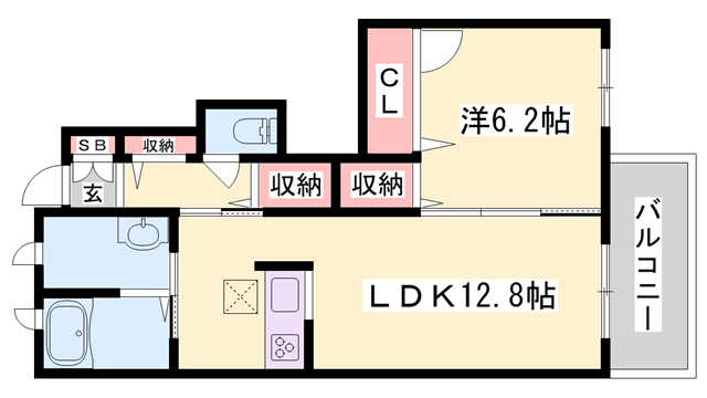 シャーメゾン 西明石G棟(1LDK/1階)の間取り写真