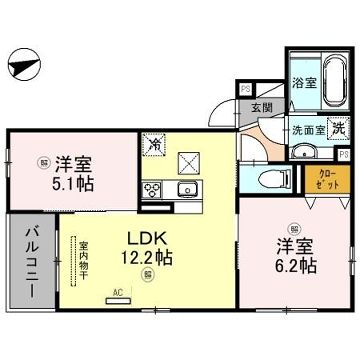D-ROOM北斎(2LDK/2階)の間取り写真