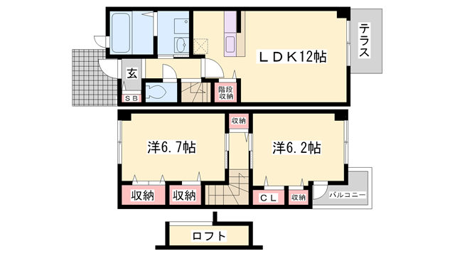 メゾン安田(2LDK/1階)の間取り写真