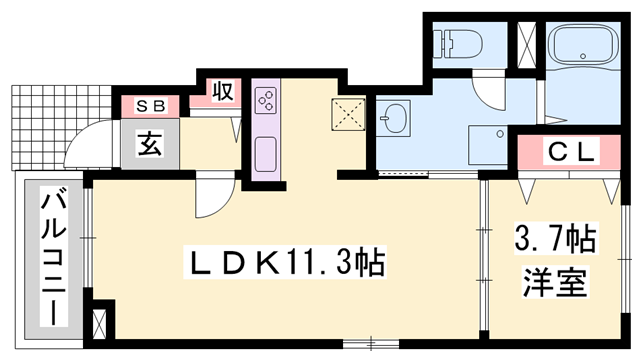 K&Y Ⅰ(1LDK/1階)の間取り写真