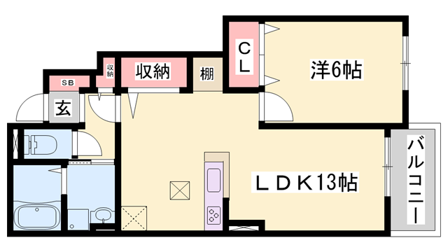 プランドールⅢ(1LDK/1階)の間取り写真